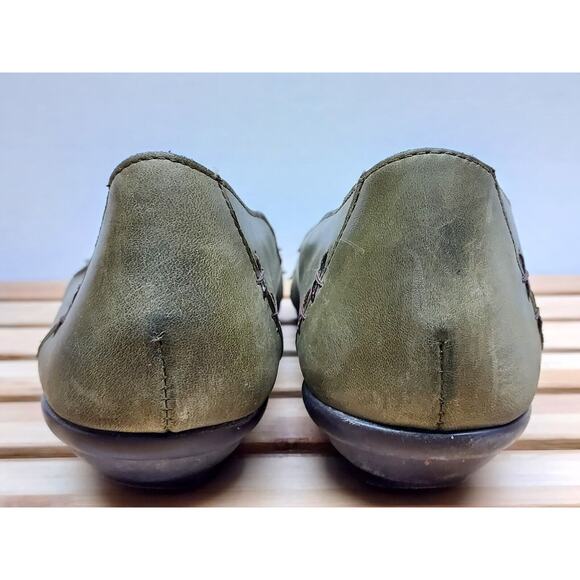 Born Womens | Green | Leather Round Toe Floral Ballet Flat Size 8.5 - Picture 8 of 12
